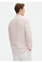 Pink Striped Regular Fit Long Woven Casual Linen Blend Shirt - 5