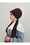 Tesettür Yüzücü Design Swimming Cap (Sea and Pool Cap), Matching Cap and Swimsuit Top in Coffee Color. - 4