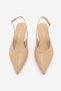 Women's Stiletto Open Back Strap Shoes with Sewing Detail on the Front, V-Neck Short Classic Heeled Shoes, Orvani Beige - 7