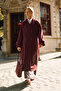 Pens Detailed Double-Breasted Coat Burgundy - 2
