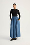 Blue Denim Skirt - Cross- Detailed - 2