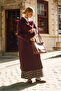 Pens Detailed Double-Breasted Coat Burgundy - 5