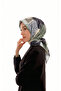 Mint Patchwork Pattern Twill Silk Scarf - 2