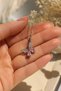 Women's Silver Color Steel Butterfly Necklace with Pink Stone, Elegant, Minimal, Stylish, Daily Gift - 3