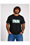 Men's Large Size Crew Neck T-Shirt Natural 26134 Black