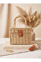 Women's Handmade Covered Straw Bag - Camel Rattan Boxed Model 17X23 cm Cnt1033 - 4