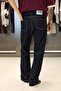 Men's Baggy Fit Contrast Stitched Jean Trousers Black - 7