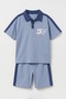 Boy's Printed Short Sleeve Shorts 2-Piece Set M00831 Blue - 4