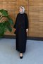 Women's Sequin Embroidered Bat Sleeve Linen Dress - 3