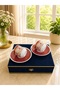 Gilded Double Porcelain Cup Set with Velvet Box and Copper Coffee Pot - 2