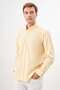 Men's Yellow Cotton Striped Paneled Button Collar Regular Fit Shirt - 2