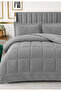 Carmen Double Bedspread Set 220X240Cm - Padded Quilted Flannel Fabric - Gray with 2 Pillowcases - 3