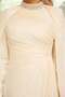 Yoryo Silk Hijab Evening Dress with Stone Collar and Cape Detail Cream 1247 - 4