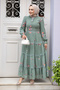Green Hijab Dress with Floral Print 32815Cy - 2