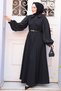 Black Hijab Gilet Dress 30284S - 3