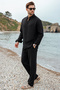 Black Relaxed Fit Linen Men's Shirt and Trousers Set E7362