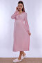 Cotton Comfortable Cut Maternity Nightgown with Breastfeeding Feature Effortt - Pink - 4