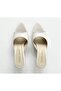Beç Patent Leather 7 cm Women's Heeled Slippers - 2