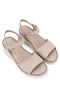 Women's Genuine Leather Beige Comfort Sandals - 3