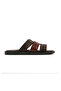Men's Slippers M6857 Leather Upper Dark Brown