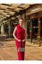 Fuchsia Pink One Shoulder Rose Detailed Draped Tulle Dress - 4