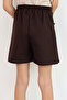 Girl's Shorts Skirt with Bow Accessories, Elastic, 8-12 Years Old, Dark Brown - 3