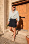 Pelio Navy Blue Cotton Linen Men's Shorts - 5