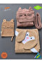 100% Organic Cotton Embroidered Baby Bathrobe Towel Pouch Set - 3-Piece Combination Bath Set - 7
