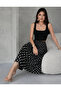 Black Polka Dot Ruffled Flared Women's Long Skirt - 2