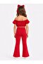 Girl's Red Flare Leg Tights, Red Strapless Crop Blouse and Headband Set. - 5