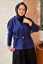 Double-Breasted Collar Buckle Belted Knitwear Jacket - 3