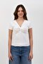 Women's Ecru Drawstring Detailed Ribbed Regular Fit Casual Blouse - H6040 - 2