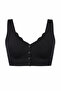 Women's Seamless Laser Cut Front Snap Gathered Bra with Wide Straps Comfortable Bustier - 3