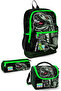 Kids Dark Green Black Dinosaur Patterned 3-Piece School Bag Set SET0123725