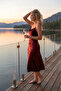Degaje Collar Long Satin Nightgown-Bridal & Honeymoon Collection - 2