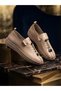 Simay Women's Beige Leather Lace-Up Stitched Orthopedic Sports Shoes - 2