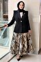 Double-Breasted Collar, Floral Stone Embellished Jacket, Undershirt, Skirt, 3-Piece Evening Dress Set - 2