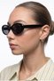 Umbra Black Frame Minimal Oval/Cat Eye Sunglasses – Black Lens Stylish Women Model – Uv400 - 2
