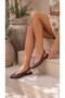Women's Brown Polka Dot Open Back Satin Buckle Ballerinas 1cm Byndmtf03 - 4