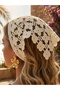 Bohemian Style Knitted Tie-Down (Light Stone Color) Crowned Bandana (Does Not Slip on the Hair) - 6
