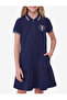 Cotton Zipper Detailed Short Sleeve Polo Collar Dress - 4