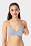 Women's Gray Cotton Underwire-Free Nursing Bra - 2
