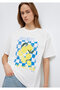 Amalfi Printed Ecru T-Shirt Loose Fit / Comfortable Loose Cut 1614003-70057 - 2
