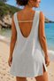 Women's Stone Gray Beach Dress Backless Linen Blend Mini Summer Dress - 6