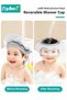 3 PCS Kids Bath Shampoo Set, Baby Shower Cap, Shower Cup with Hair Shampooing Brush for Toddlers, Toddler Hair Washing Shield, Adjustable Bath Hats for Kids, Silicone Visor Guard Shower Cap for Eye an - 4