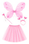 Butterfly Wing Costume Set - Tutu Skirt Wing Crown and Wand 4-Piece Children's Performance Accessories Powder Pink