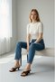 Women's Suede Flip-Flops with Gold Buckle and Hazelnut Heels, Minimal Stylish Slippers - 7