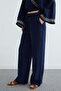 Elastic Waist Pocket Muslin Fabric Trousers - 7