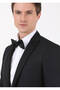 Black Micro Fashion Slim Fit Double Breasted Collar Woven Tuxedo Suit - 2