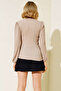 Women's Long Sleeve Knitted Blouse 1418 - Biscuit - 4